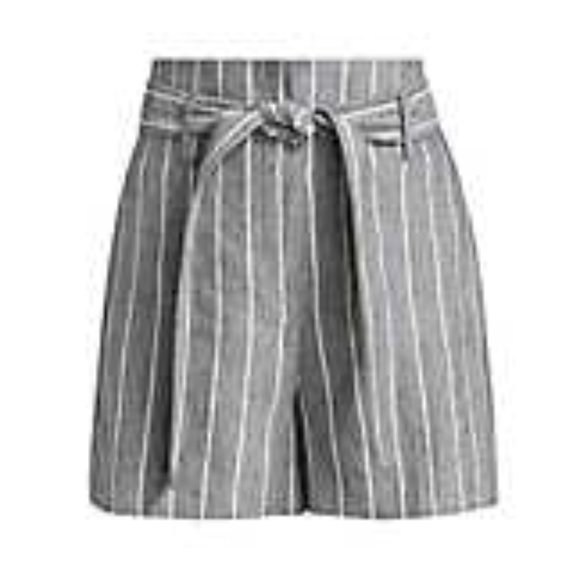 Theory High Waist Striped Linen Shorts - Picture 10 of 10